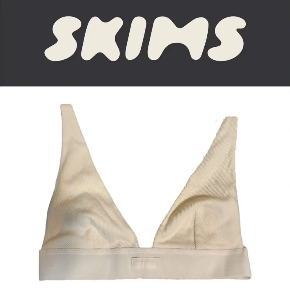 NWT Skims Cotton rib plunge bralette size x small color bone